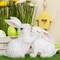 Easter Couple Bunny Decorations Spring Indoor Home Decor Electroplated European Mini Bunny Figurines Couple Gifts(Couple Bunny White)